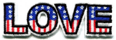 Love American flag retro hippie 70s weed embroidered appique iron-on patch S-40
