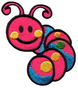 Caterpillar worm insect bug retro kids applique iron-on patch Small new S-185