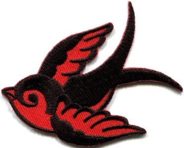 Bird tattoo swallow dove swiftlet sparrow applique iron-on patch S-665