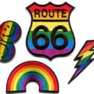 Lot of 4 gay lesbian pride rainbow disco boho LGBT appliques iron-on patches G-4