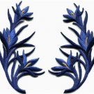 Royal blue trim fringe flower retro boho applique iron-on patches pair S-1107