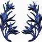 Royal blue trim fringe flower retro boho applique iron-on patches pair S-1107