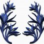 Royal blue trim fringe flower retro boho applique iron-on patches pair S-1107