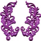 Lavender trim fringe retro boho granny chic applique iron-on patches pair S-751