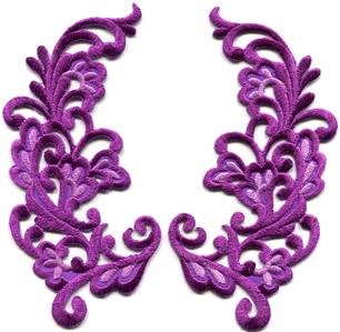 Lavender trim fringe retro boho granny chic applique iron-on patches pair S-751