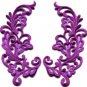 Lavender trim fringe retro boho granny chic applique iron-on patches pair S-751
