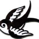Bird tattoo swallow dove swiftlet sparrow biker applique iron-on patch S-1004