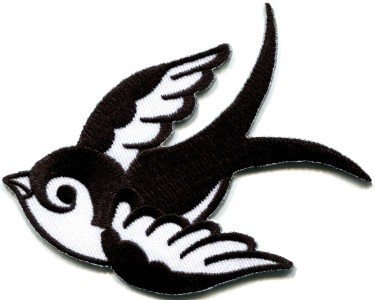 Bird tattoo swallow dove swiftlet sparrow biker applique iron-on patch S-1004