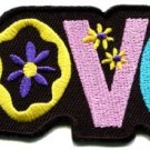Love peace hippie boho retro flower power hippy embroidered iron-on patch S-36