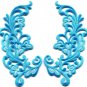 Baby blue trim fringe retro boho granny chic applique iron-on patches pair S-748