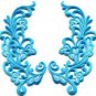 Baby blue trim fringe retro boho granny chic applique iron-on patches pair S-748