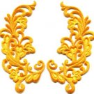 Yellow trim fringe retro boho granny chic applique iron-on patches pair S-747