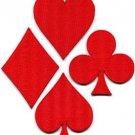 Lot of 4 playing cards red suit diamonds spades poker applique iron-on patches