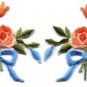 Peach roses pair flowers floral bouquet boho retro applique iron-on patch S-549