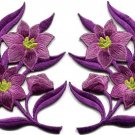 Lavender lilies pair flowers floral bouquet boho applique iron-on patches S-758