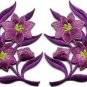Lavender lilies pair flowers floral bouquet boho applique iron-on patches S-758