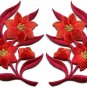Red orange lilies pair flowers floral bouquet boho applique iron-on patches S759