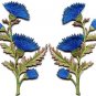 Blue carnation spray pair flowers floral boho applique iron-on patches S-756