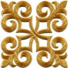 Gold trim fleur de lis fringe boho retro sew applique iron-on patch new S-1095