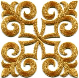 Gold trim fleur de lis fringe boho retro sew applique iron-on patch new S-1095