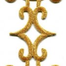 Gold trim fringe fleur de lis boho retro sewing applique iron-on patch S-1091
