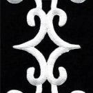 White trim fleur de lis fringe boho retro sew applique iron-on patch new S-1090