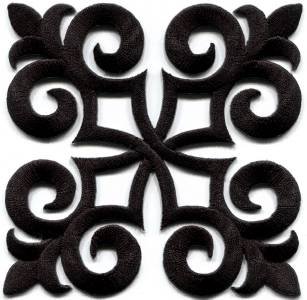 Black trim fleur de lis fringe boho retro sew applique iron-on patch new S-1094