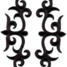 Black trim fringe leaves boho applique iron-on patches pair new S-1086  WE SHIP ANYWHERE FOR FREE!