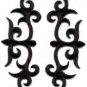 Black trim fringe leaves boho applique iron-on patches pair new S-1086  WE SHIP ANYWHERE FOR FREE!