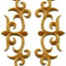 Gold trim fringe glitter boho applique iron-on patches pair new S-1087 FREE WORLDWIDE DELIVERY!