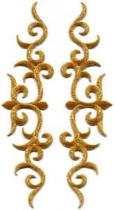 Gold trim fringe glitter boho applique iron-on patches pair new S-1087 FREE WORLDWIDE DELIVERY!
