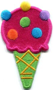 Ice cream cone 70s retro fun dessert sweets kids applique iron-on patch S-382