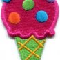 Ice cream cone 70s retro fun dessert sweets kids applique iron-on patch S-382
