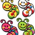 Lot of 4 caterpillar worm insect bug retro kids fun applique iron-on patches new