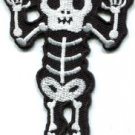 Skull skeleton goth punk emo horror biker sew applique iron-on patch Large S-427