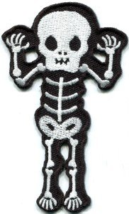 Skull skeleton goth punk emo horror biker sew applique iron-on patch Large S-427