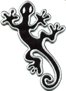 Lizard gekko salamander retro hippie hippy boho fun applique iron-on patch S-606