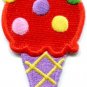 Ice cream cone 70s retro fun dessert sweets kids applique iron-on patch S-380