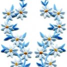 Light blue flowers floral boho granny chic applique iron-on patches pair S-1000