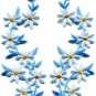 Light blue flowers floral boho granny chic applique iron-on patches pair S-1000