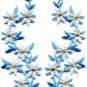 Light blue flowers floral boho granny chic applique iron-on patches pair S-1000