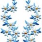 Light blue flowers floral boho granny chic applique iron-on patches pair S-1000