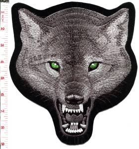 Gray wolf wolves biker applique iron-on patch new XL 7.75 x 8.6 inches S-395