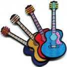 Lot of 4 guitar acoustic flamenco musical instrument appliques iron-on patches