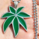 Pot leaf marijuana weed spliff kush hippie boho retro pewter pendant necklace
