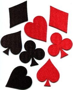 Lot 8 playing cards suits diamonds spades clubs poker applique iron-on patches