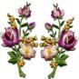Pink lavender roses flowers floral bouquet applique iron-on patches S-985 FREE SHIPPING WORLDWIDE!
