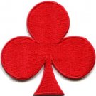 Red clubs suit playing cards biker retro poker applique iron-on patch S-660