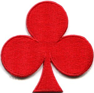 Red clubs suit playing cards biker retro poker applique iron-on patch S-660
