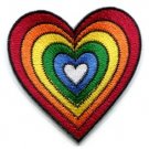 Heart love gay lesbian pride rainbow flag LGBT applique iron-on patch new S-130